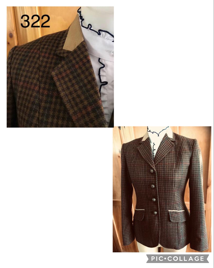 Brown, Mustard & Faint Green & Red Check Show Hunter Jacket With Mustard Trims Adults (322)