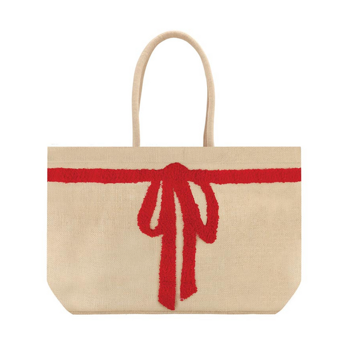 Burlap Tote with Bow - 2 Colors