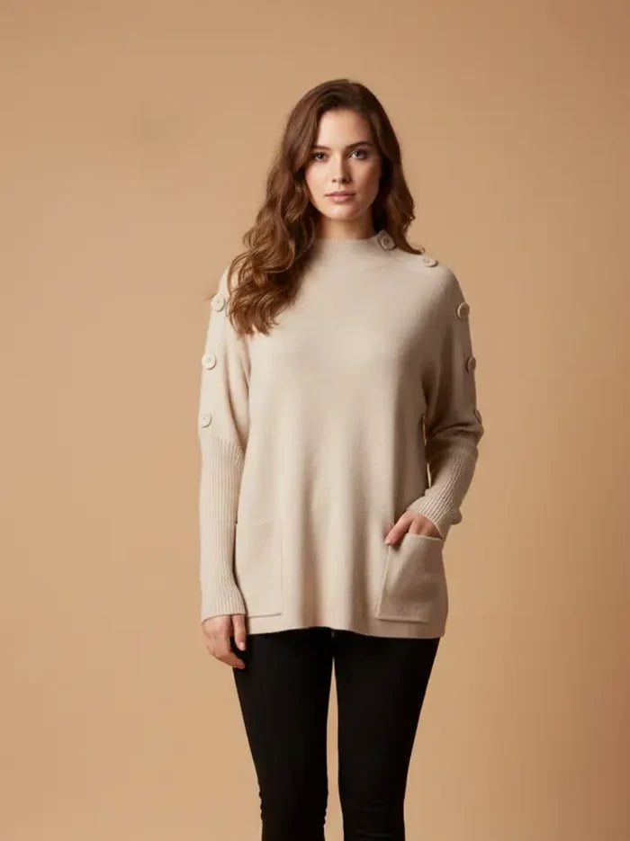 Button Tunic Sweater by Nikky Apparels - 2 Colors