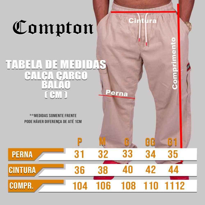Calça Cargo Compton Balão Sarja Caqui