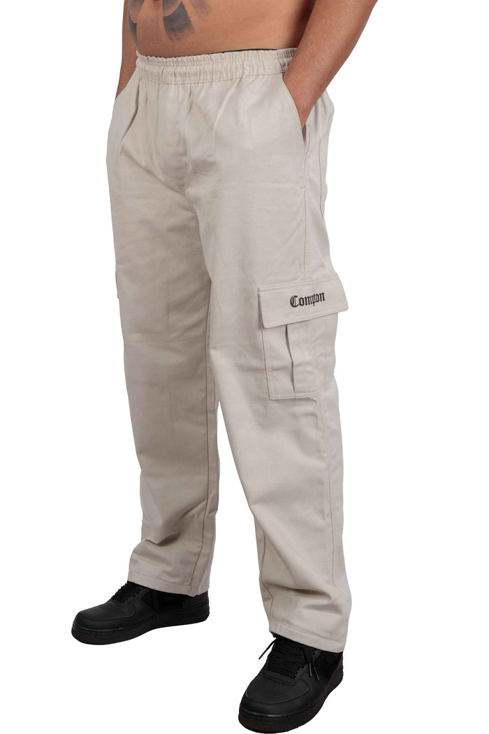 Calça Cargo Compton Sarja Pesada Reta Bege - COMPTON
