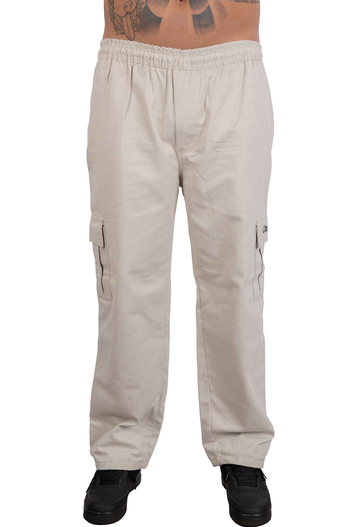 Calça Cargo Compton Sarja Pesada Reta Bege - COMPTON