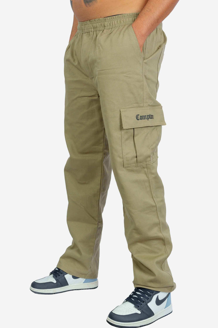 Calça Cargo Compton Sarja Pesada Reta Caqui - COMPTON