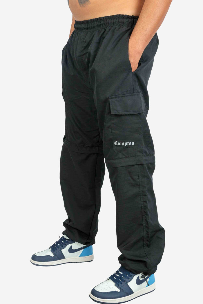 Calça Cargo Compton Vira Bermuda Preta - COMPTON
