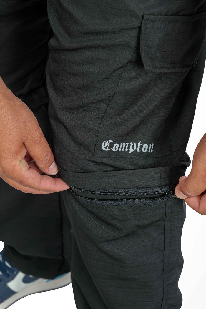 Calça Cargo Compton Vira Bermuda Preta - COMPTON