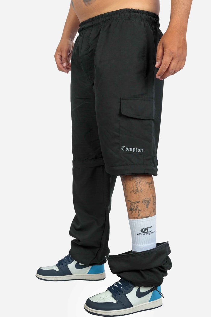 Calça Cargo Compton Vira Bermuda Preta - COMPTON