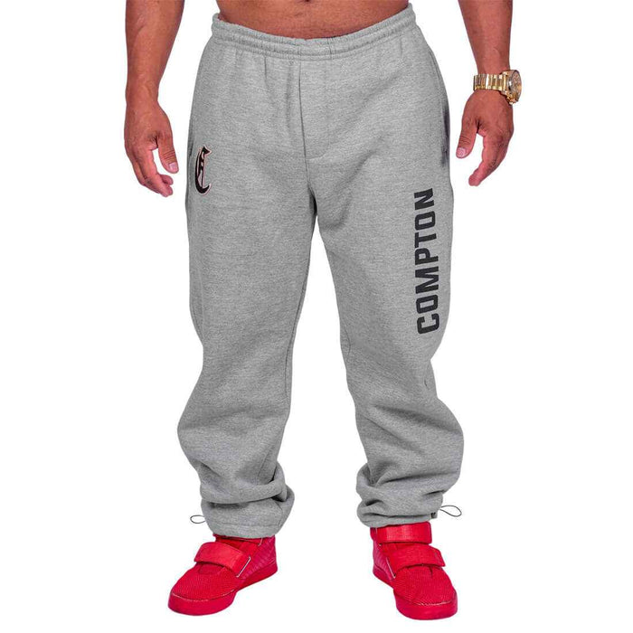 Calça Compton Moletom Script Cinza