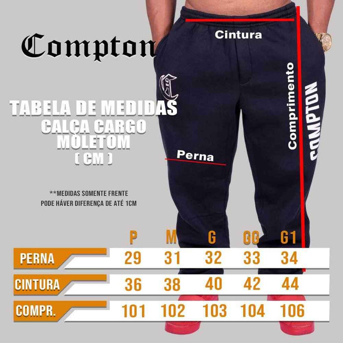 Calça Compton Moletom Script Cinza