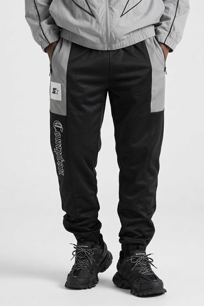 Calça Jogger Collab Starter x Compton Training Sintética - Preta com Recortes Cinza