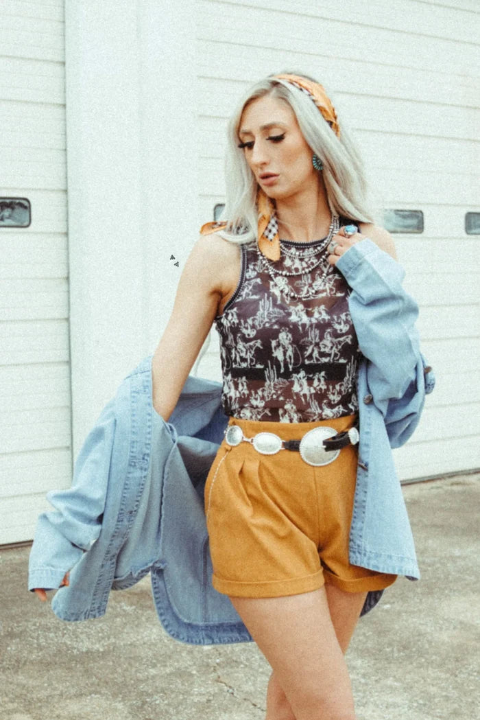 Callin' Cowboys Mesh Graphic Tank Top - Deer Creek Mercantile