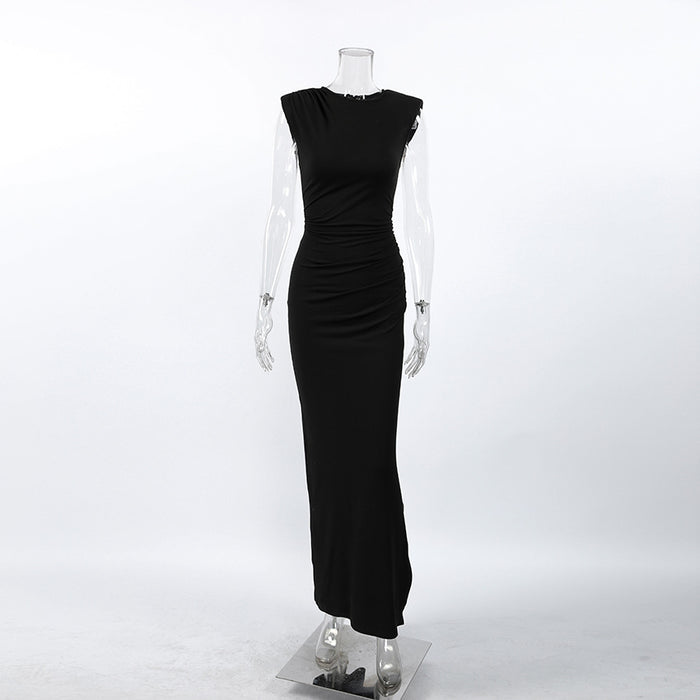 Calyra Slit Midi Dress - Black