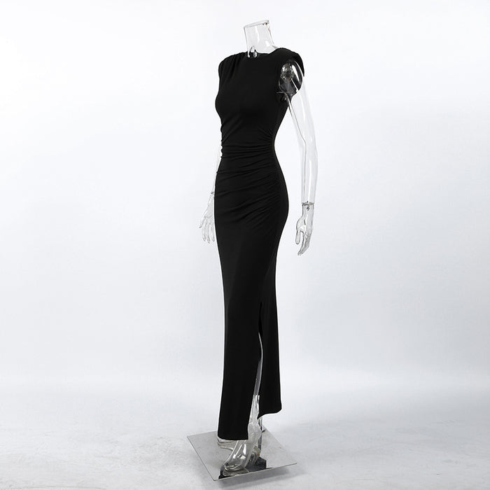 Calyra Slit Midi Dress - Black