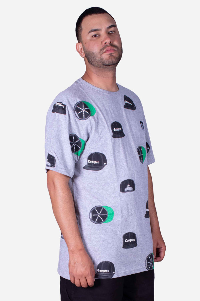 Camiseta Collab Starter x Compton Cap Cinza Mescla - COMPTON