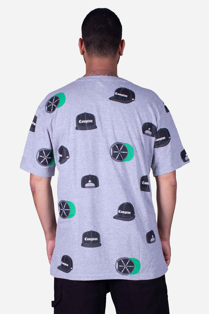 Camiseta Collab Starter x Compton Cap Cinza Mescla - COMPTON