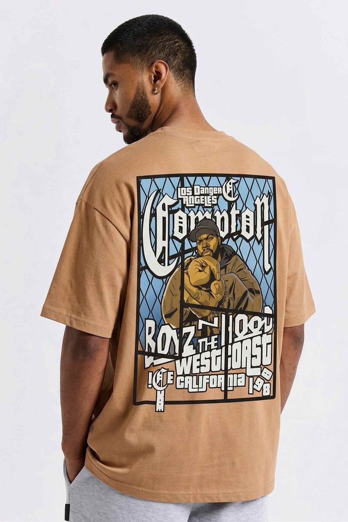 Camiseta Compton Oversized Boyz'N The Hood Caqui