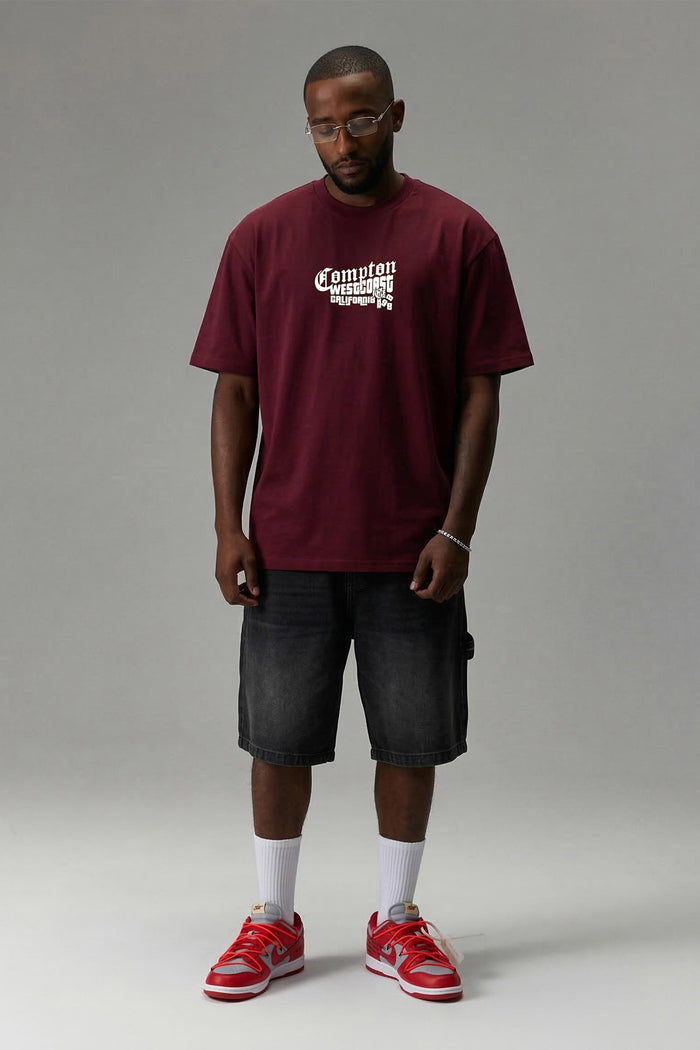 Camiseta Compton Oversized Boyz'N The Hood Vinho