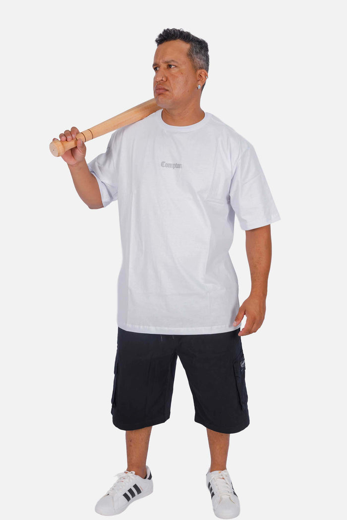 Camiseta Compton Oversized Logo Refletivo Branca - COMPTON