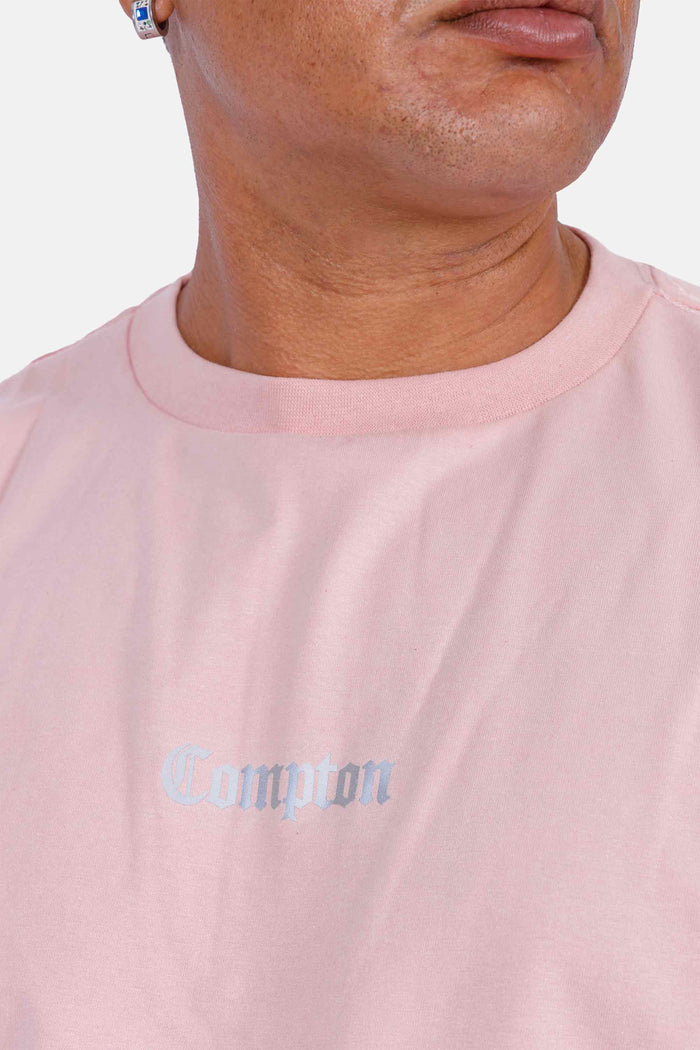 Camiseta Compton Oversized Logo Refletivo Rosa - COMPTON