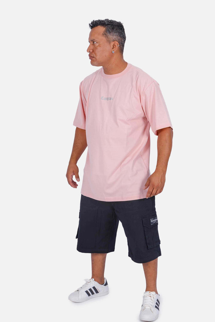 Camiseta Compton Oversized Logo Refletivo Rosa - COMPTON