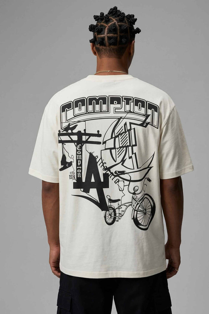 Camiseta Compton Oversized Lowbike Legacy Off White