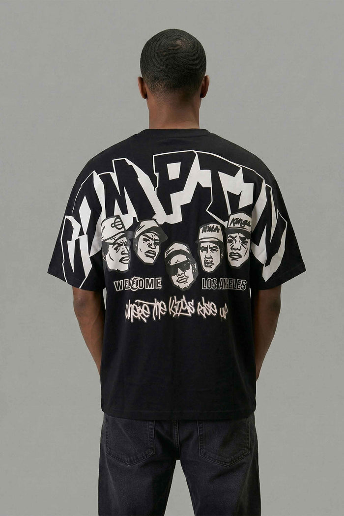 Camiseta Compton Oversized N.W.A. Faces - Preto