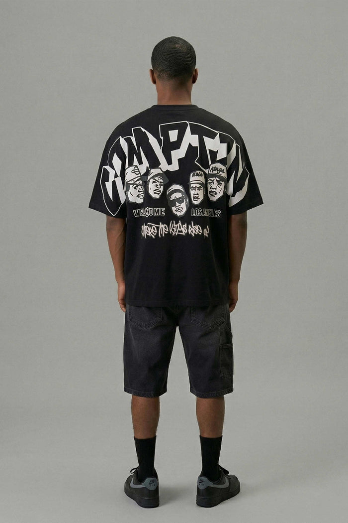 Camiseta Compton Oversized N.W.A. Faces - Preto