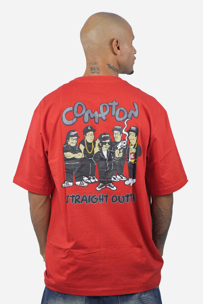 Camiseta Compton Oversized Straigh Outta Vermelha - COMPTON