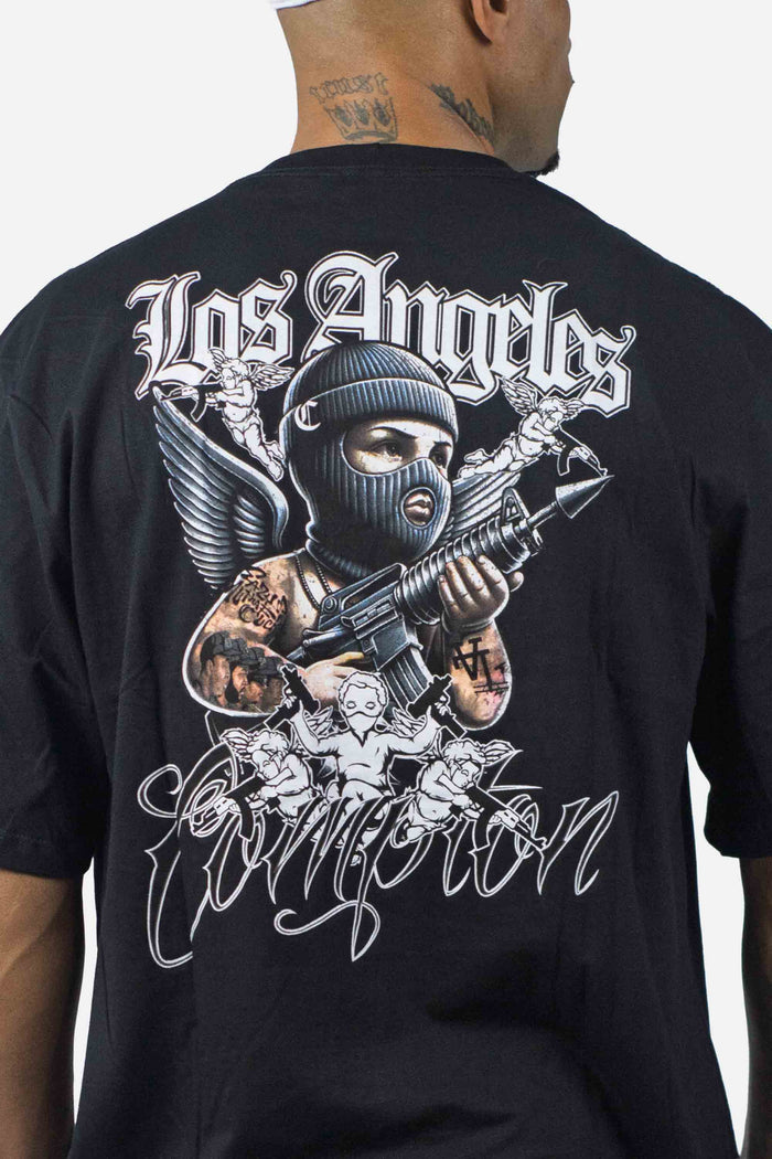 Camiseta Compton Oversized Thug Angel Preta - COMPTON