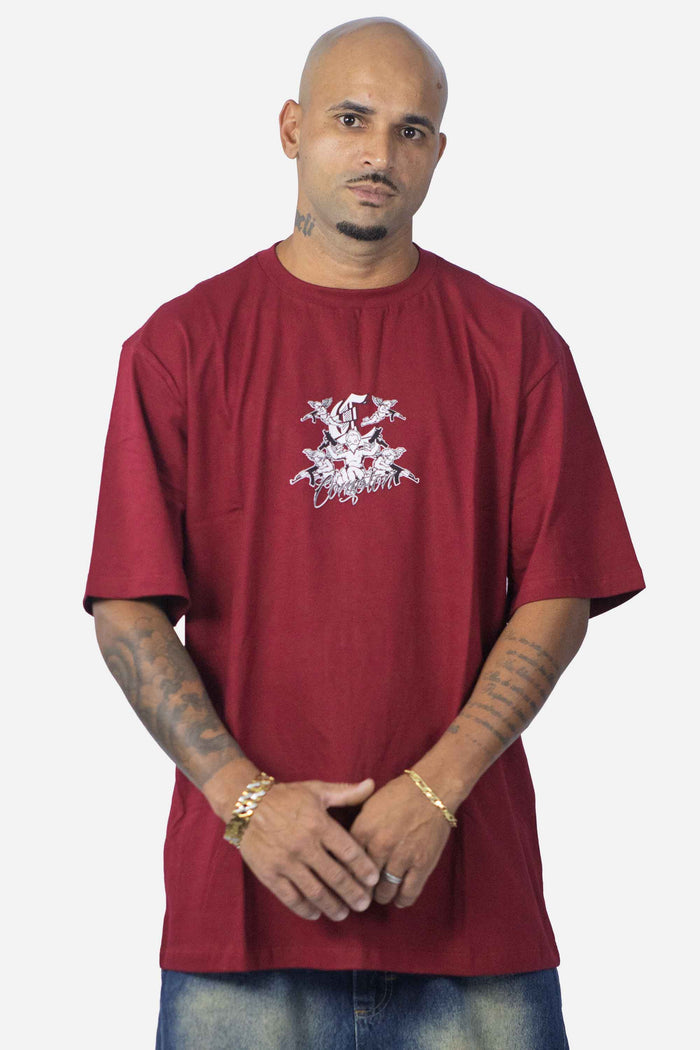 Camiseta Compton Oversized Thug Angel Vinho - COMPTON