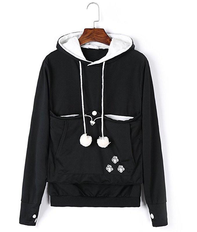 Catagaroo Hoodies with Kangaroo Pouch For Your Cat Cat Carriers Pet Clever S Black