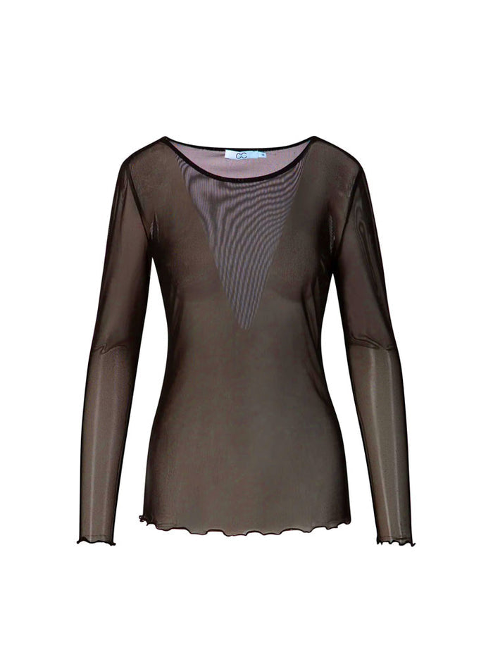 CC Heart Eve Mesh Top Chocolate