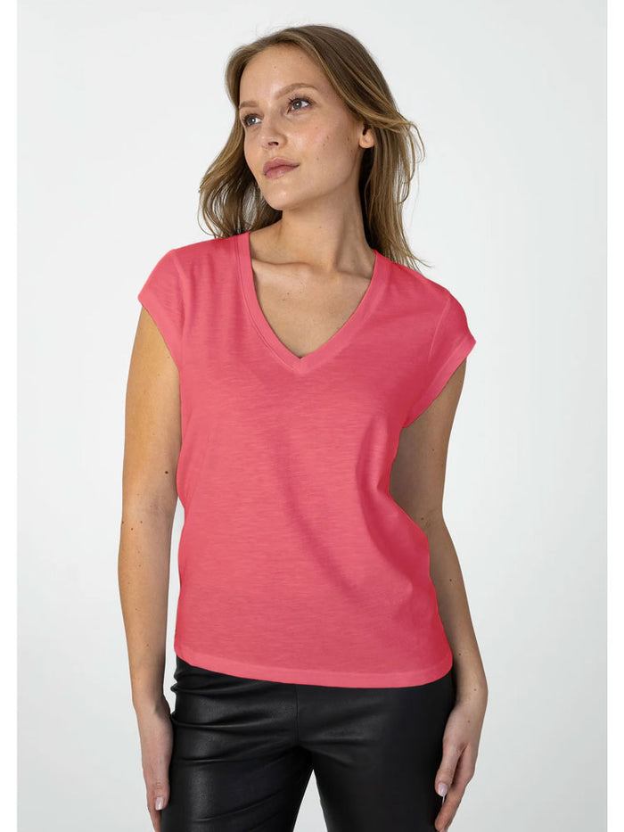CC Heart V-Neck T-Shirt Papaya Pink