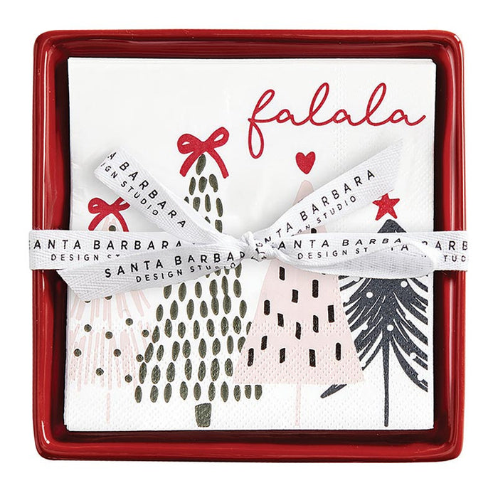 Ceramic Napkin Tray + Napkins - Fa La La Trees
