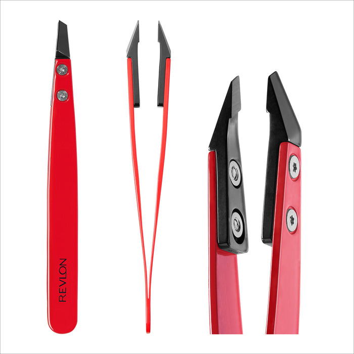 Ceramic Tip Slanted Brow Tweezers - slant tip close up