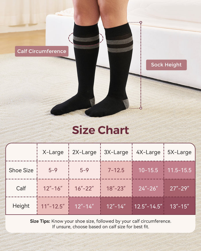 Chaussettes de compression Momcozy pour femmes – Mollet large