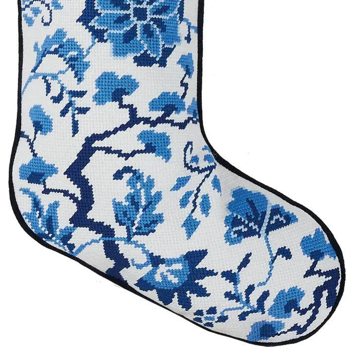 Chinoiserie Flowers Needlepoint Stocking