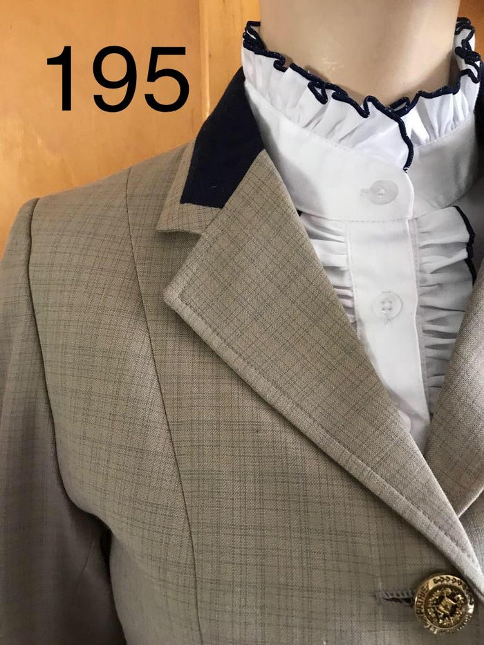 CLEARANCE Beige & Navy Check Show Hunter Or Stock Horse Jacket With Navy Trims Childs (195)