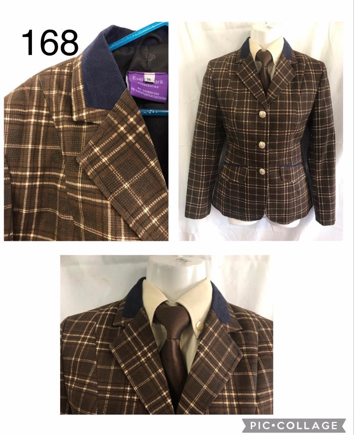 CLEARANCE Brown & Cream Check WOW FACTOR New Show Hunter Jacket Childs (168)