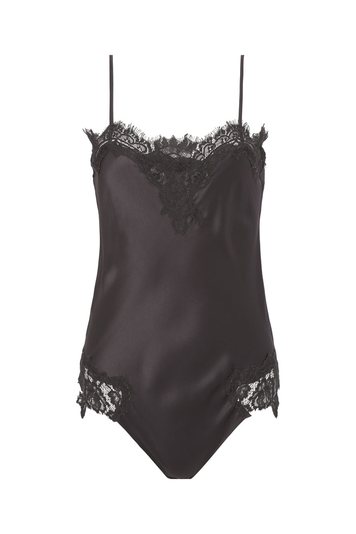 Coco Lace Silk Bodysuit - Pewter