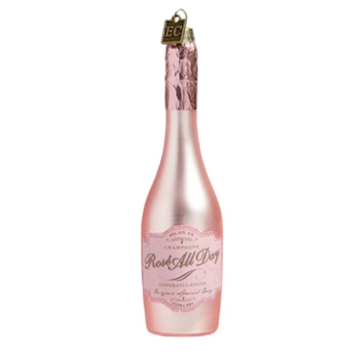 Raz Imports Rose All Day Ornament Pink Champagne Christmas