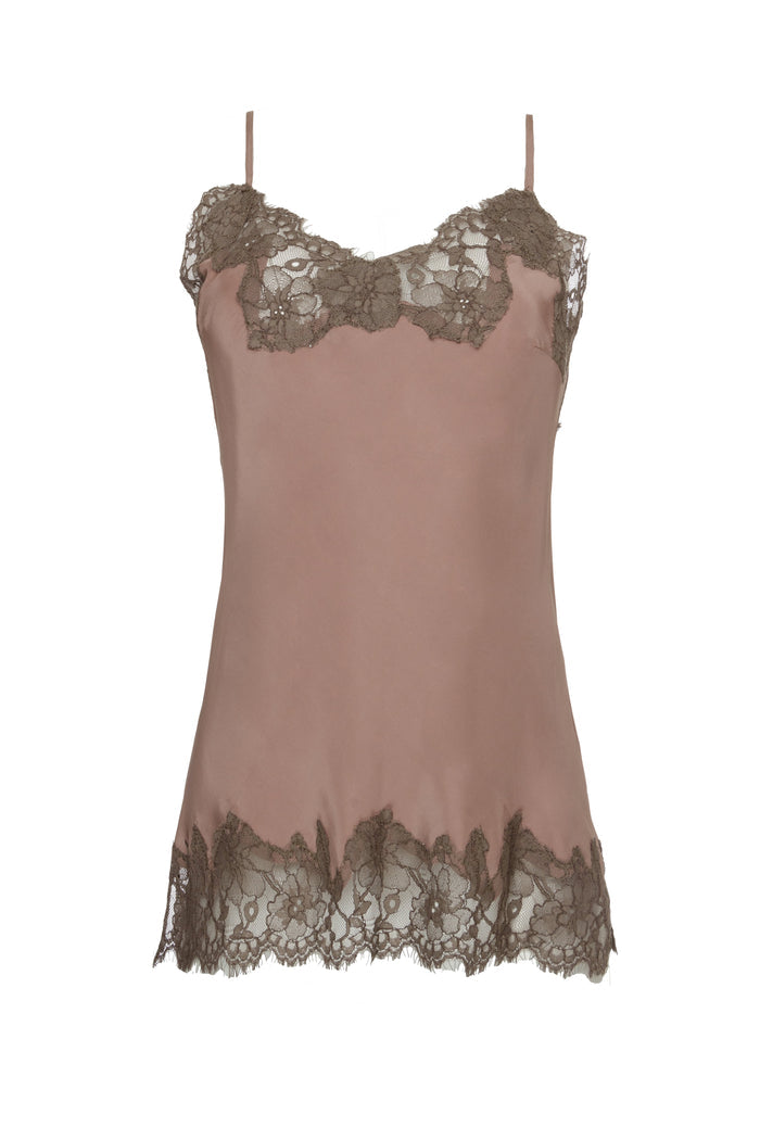Contrast Marilyn Lace Silk Cami -  Rose Taupe Grey