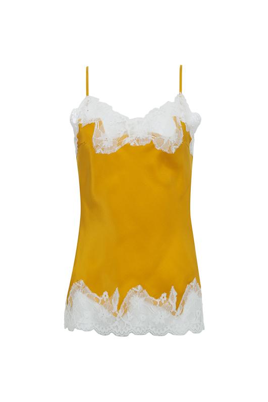 Contrast Marilyn Lace Silk Cami -Gold Vintage Ivory