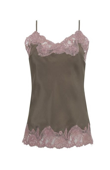 Contrast Marilyn Lace Silk Cami -Mushroom Muted Rose