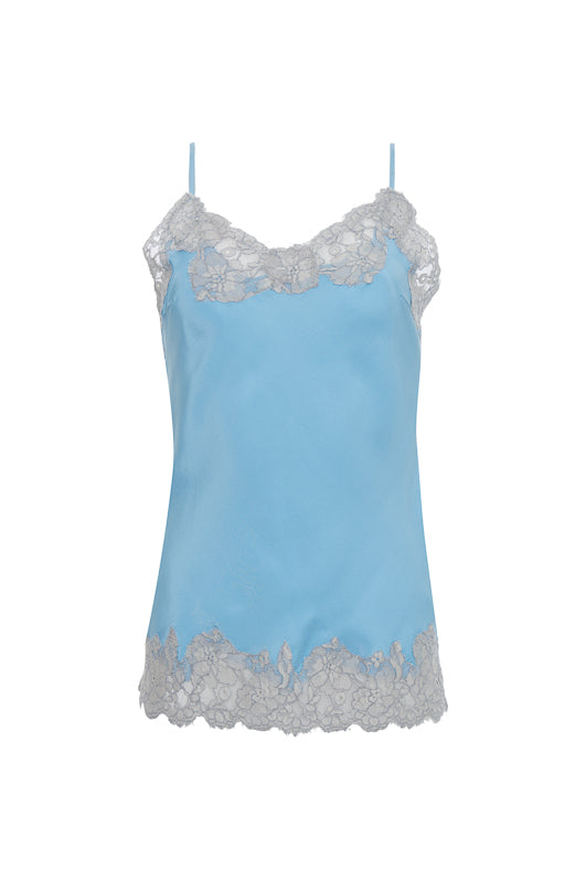 Contrast Marilyn Lace Silk Cami Baby Blue/Ice Grey