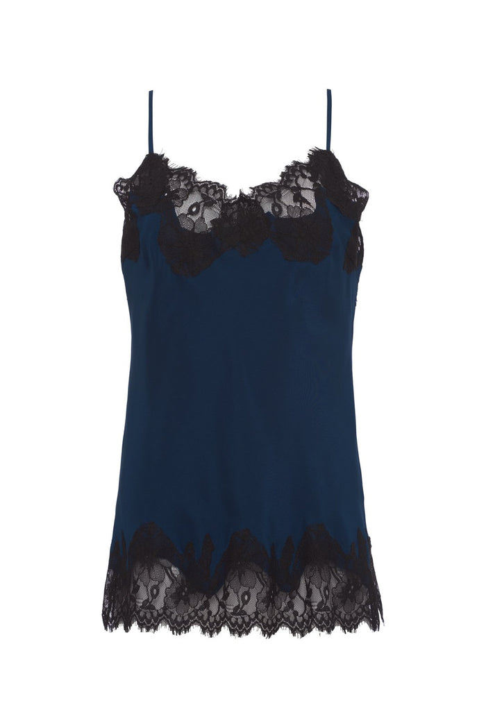 Contrast Marilyn Lace Silk Cami Navy / Balck