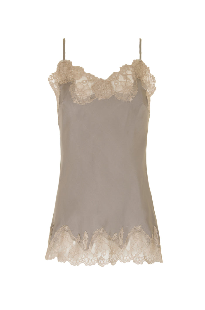 Contrast Marilyn Lace Silk Cami Steeple Grey Birch