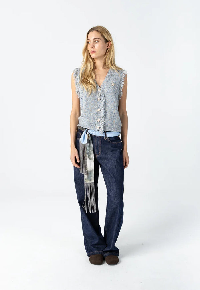 Coster Copenhagen Fringed Knitted Vest Grey Metallic Mix