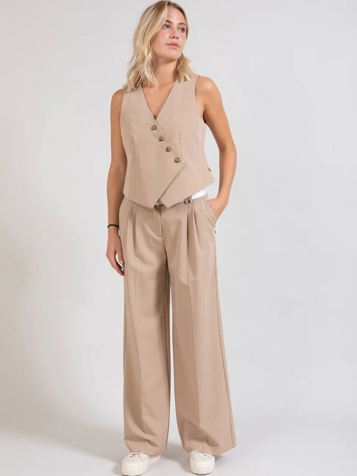 Coster Copenhagen Petra Wide Leg Trousers Beige Sand