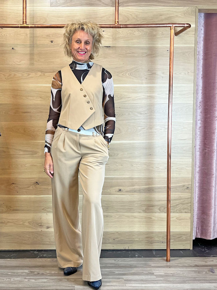 Coster Copenhagen Petra Wide Leg Trousers Beige Sand