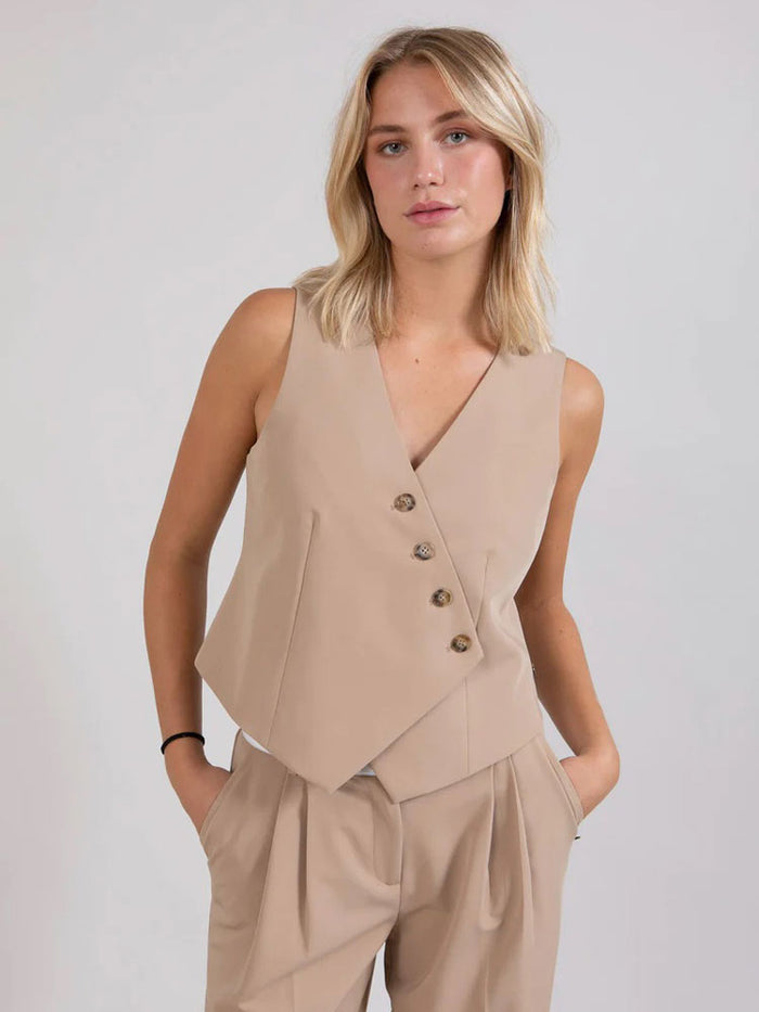 Coster Copenhagen Waistcoat with Asymmetrical Closure Beige Sand